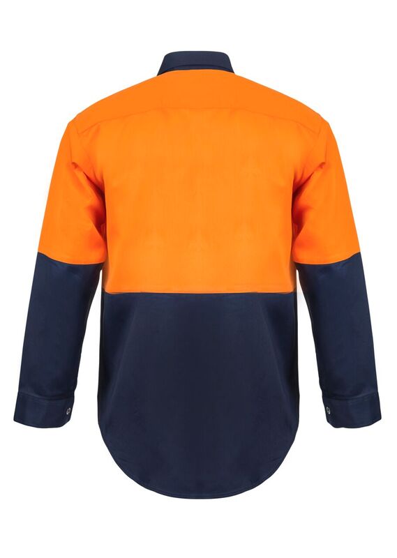 Workcraft WS3032 Hi vis Two Tone Long Sleeve Cotton Drill Shirt With Press Studs