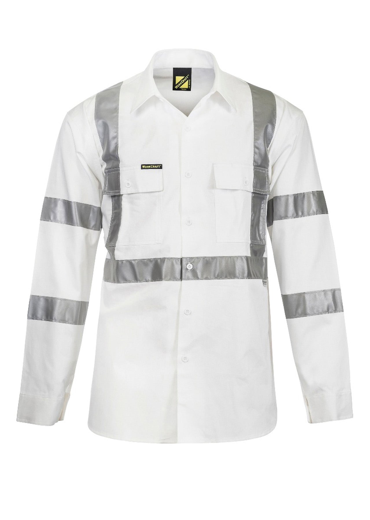 Workcraft WS3222 Hi Vis L/S Shirt With X Pattern Reflective Tape