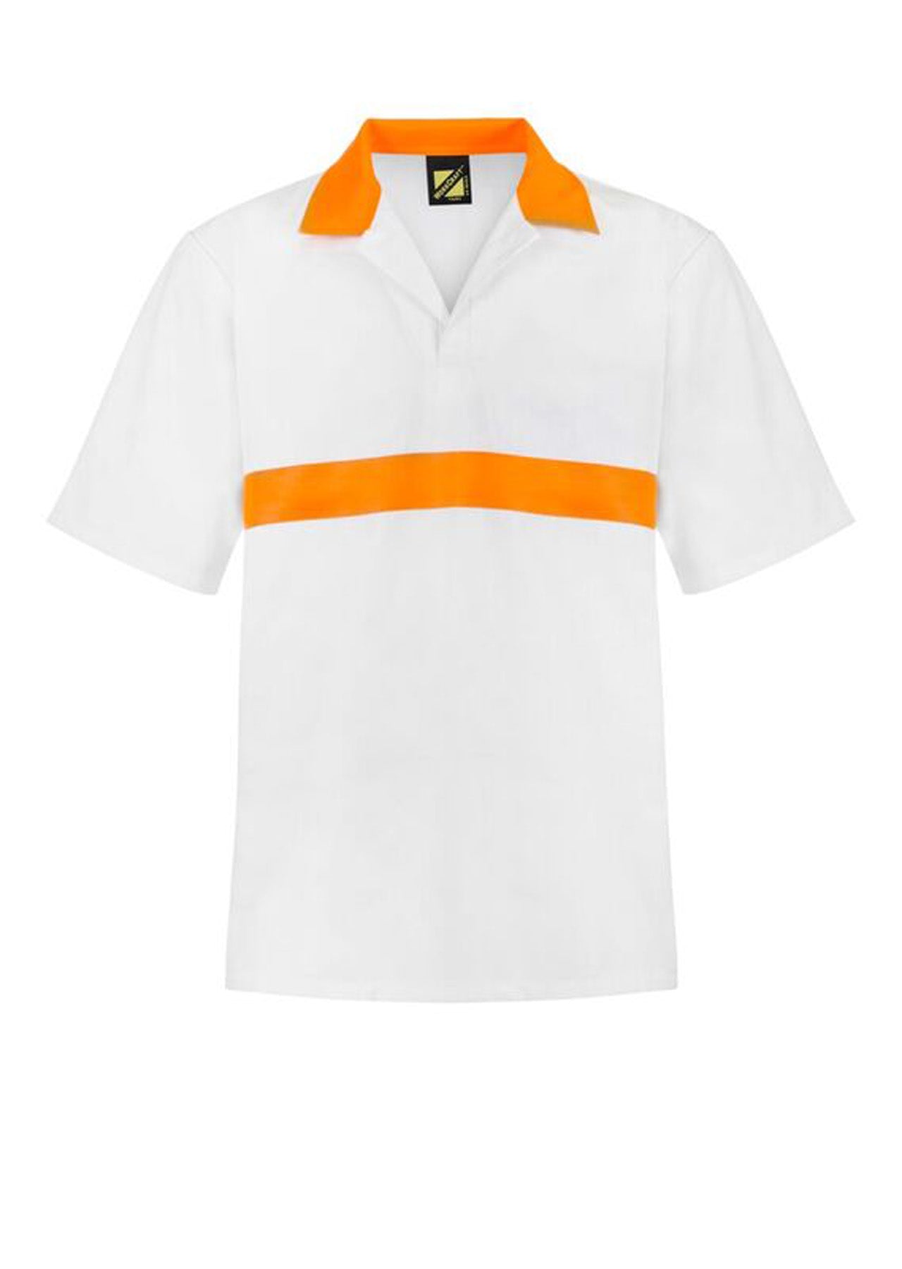 Workcraft WS3007 Food Industry Jac Shirt With Contrast Collar And Chest band S/Sleeve-White/Orange