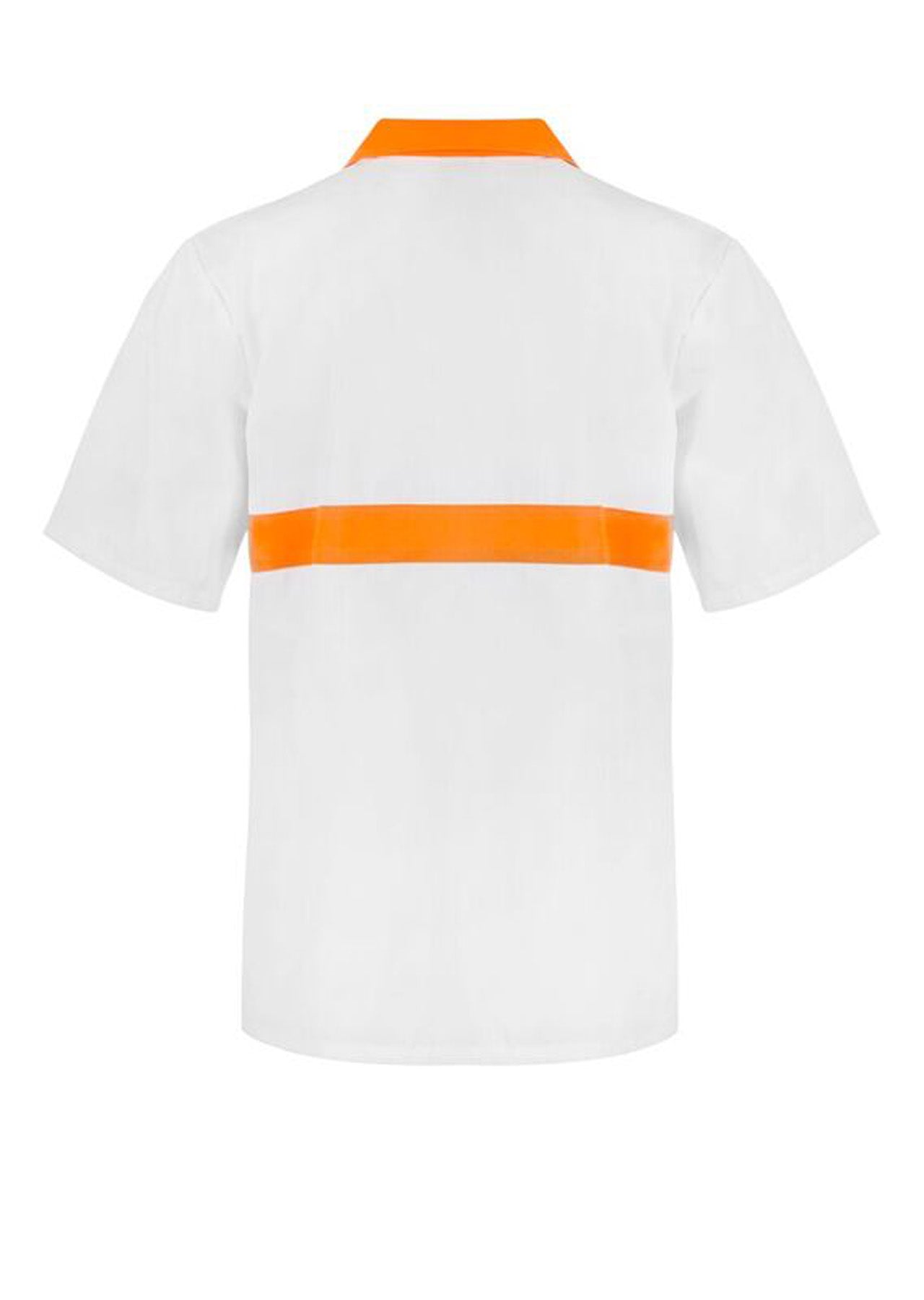 Workcraft WS3007 Food Industry Jac Shirt With Contrast Collar And Chest band S/Sleeve-White/Orange