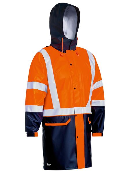 Bisley BJ6935HT Taped Two Tone Hi-vis Stretch PU Rain Coat