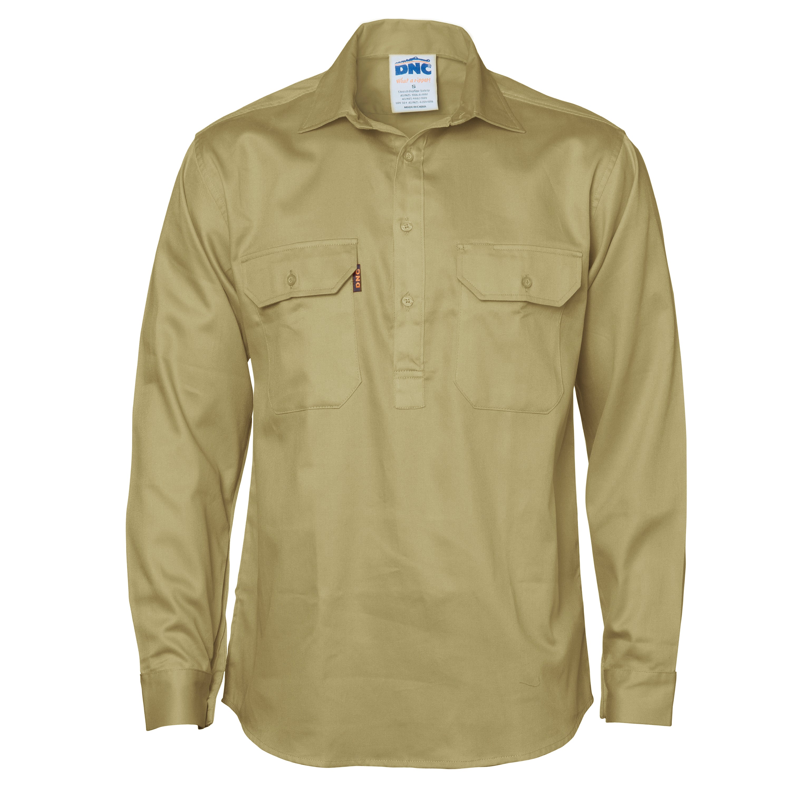 DNC 3204 Closed Front Cotton Drill Shirt Long Sleeve