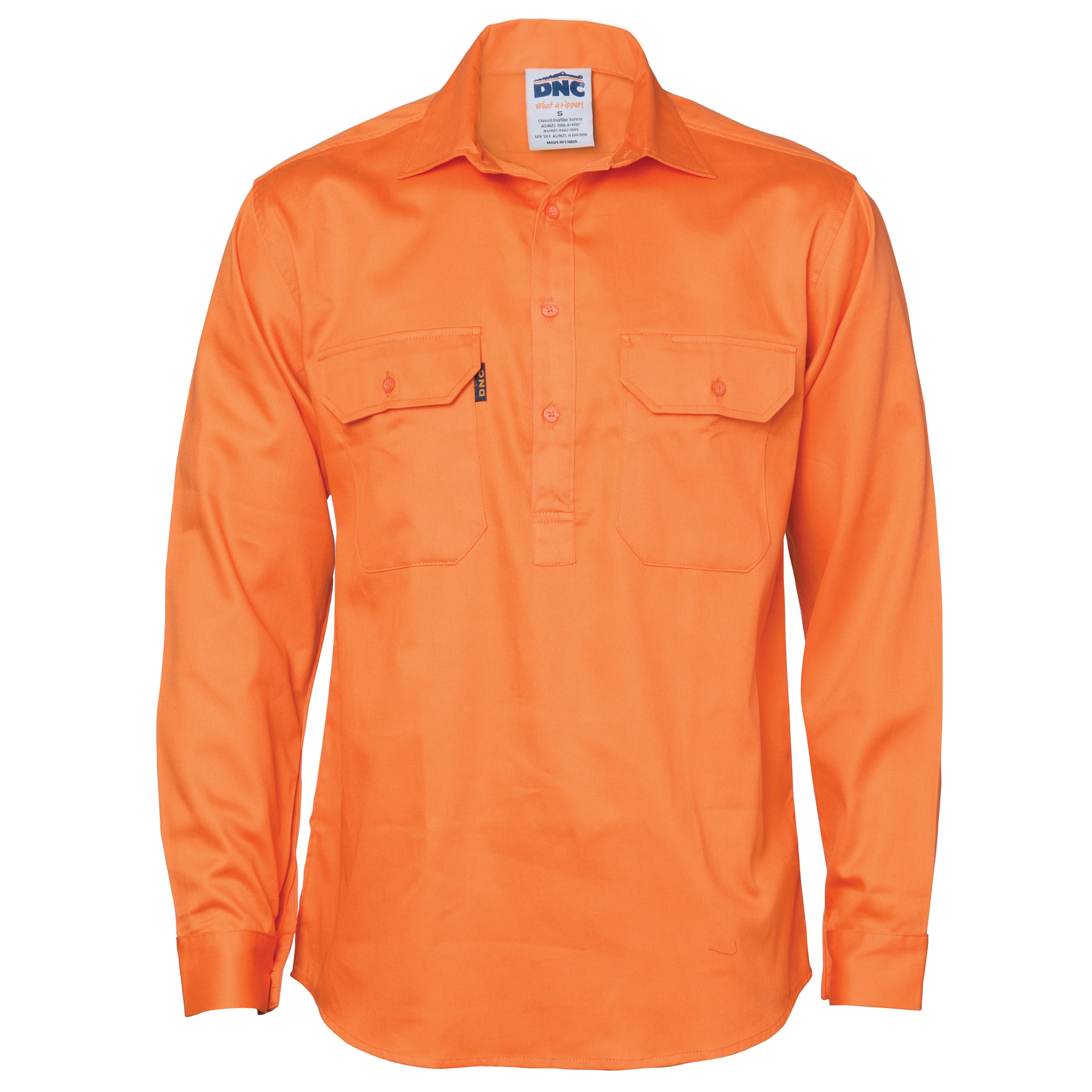 DNC 3204 Closed Front Cotton Drill Shirt Long Sleeve