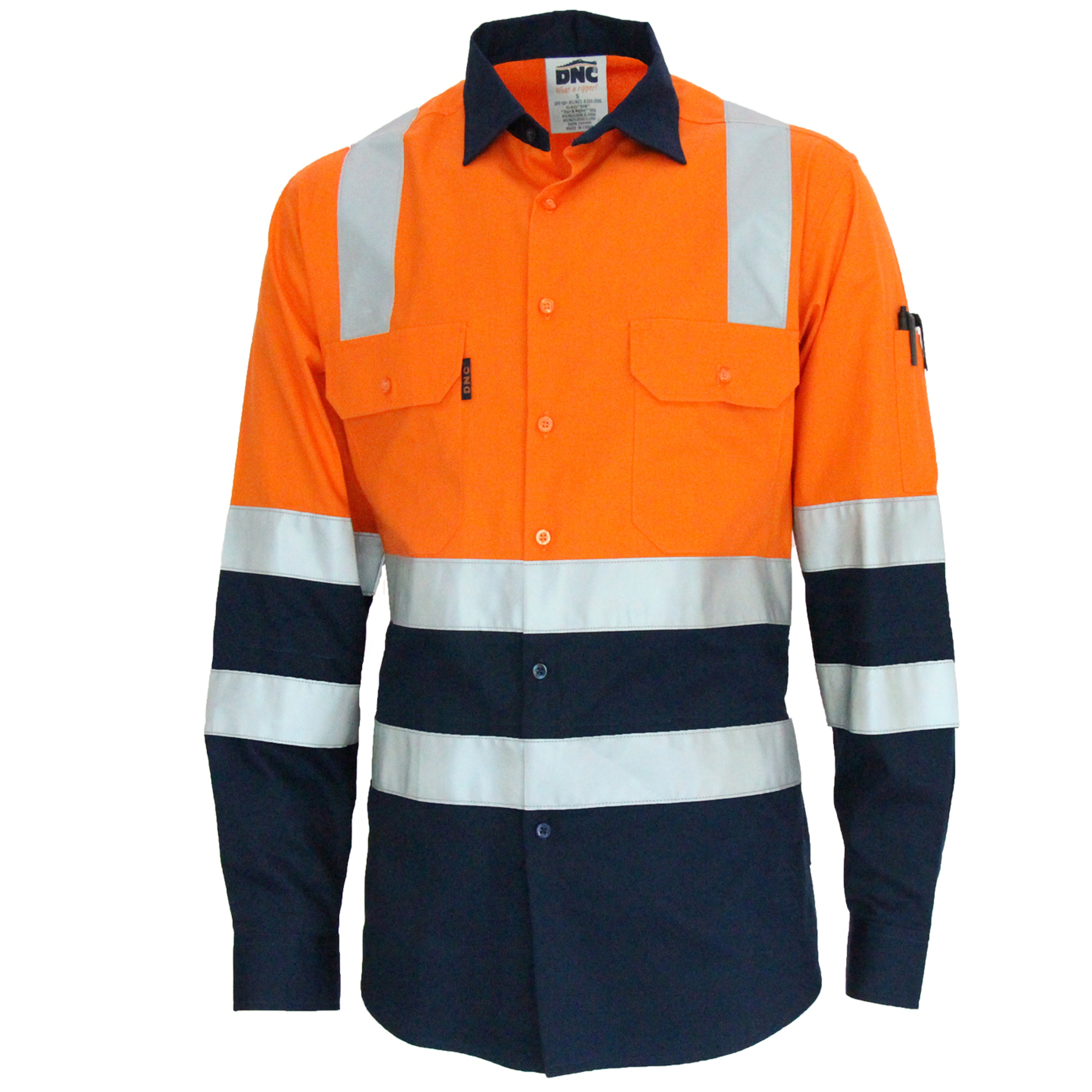 DNC 3547 Hi-vis 2tone Lightweight Cotton Bio-motion X-back L/s With CSR Tape