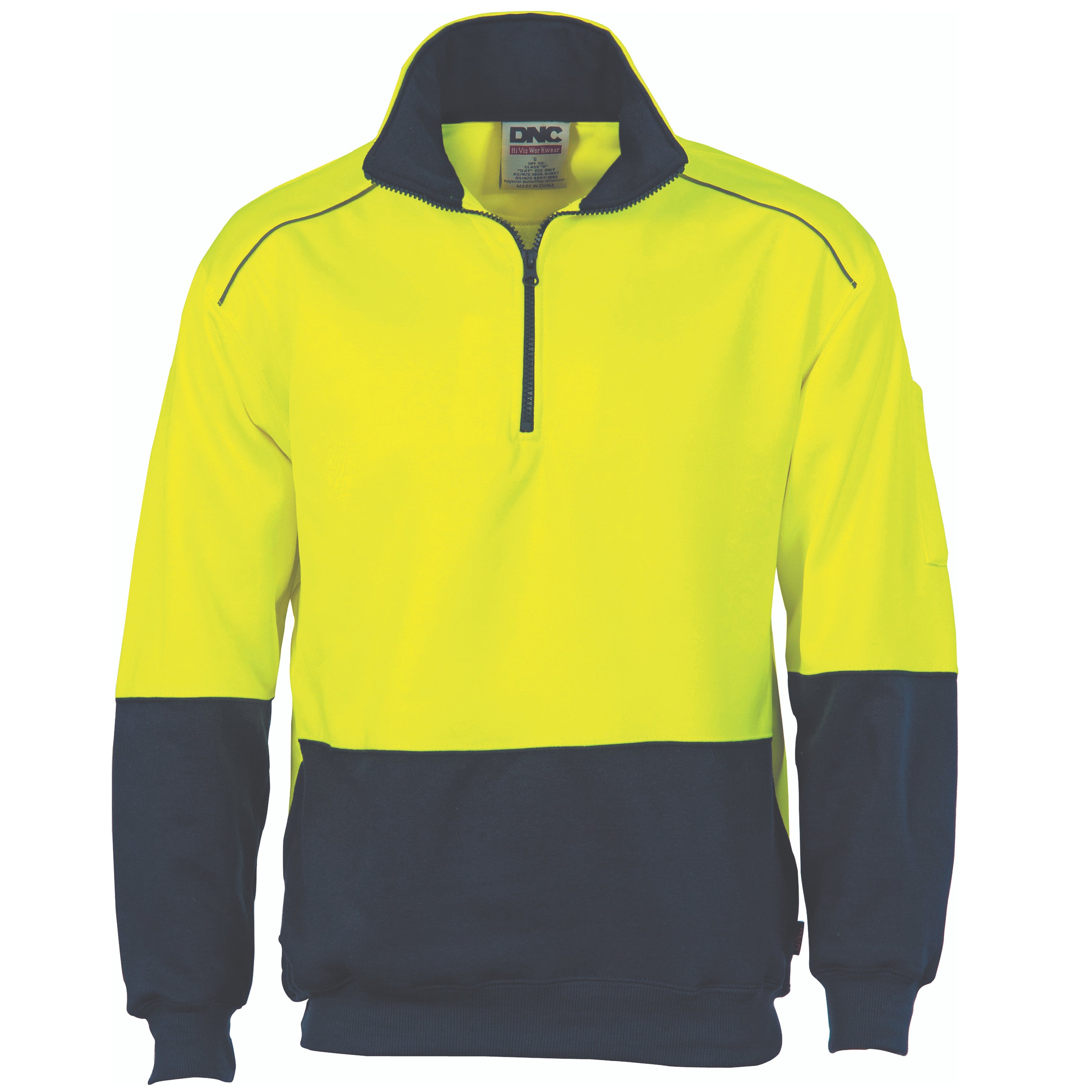 DNC 3928 HiVis Two Tone 1/2 Zip Reflective Piping Sweat Shirt