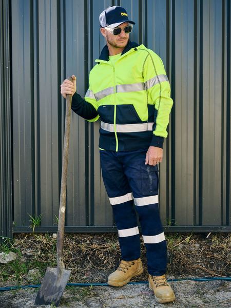 Bisley BPC6029T Taped Biomotion Stretch Cotton Drill Elastic Waist Cargo Work Pant-Navy