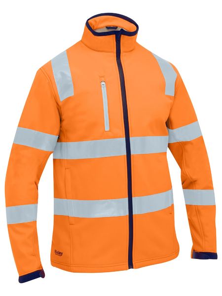 Bisley BJ6058T Taped Hi Vis Soft Shell Jacket-Rail Orange