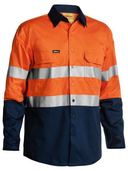 Bisley BS6896 Men's 3M Taped 2-Tone Hi-Vis Cool Lightweight L/S Shirt