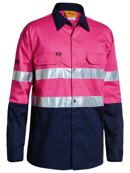 Bisley BS6896 Men's 3M Taped 2-Tone Hi-Vis Cool Lightweight L/S Shirt