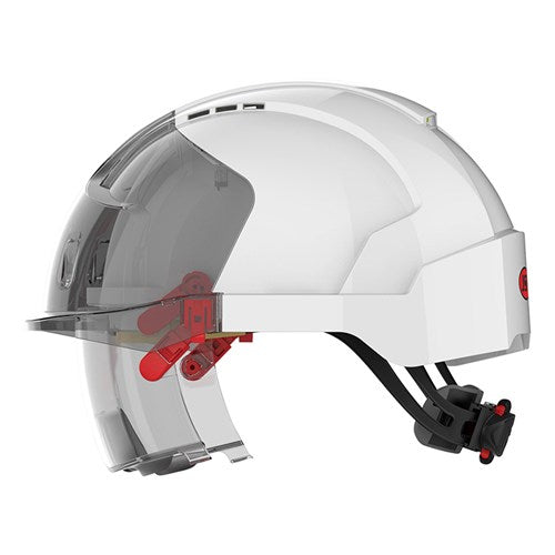 JSP AMB170-005-FAN EVO Vista Lens Vented White/Smoke Helmet Wheel Ratchet Clear Lens Hard Hat