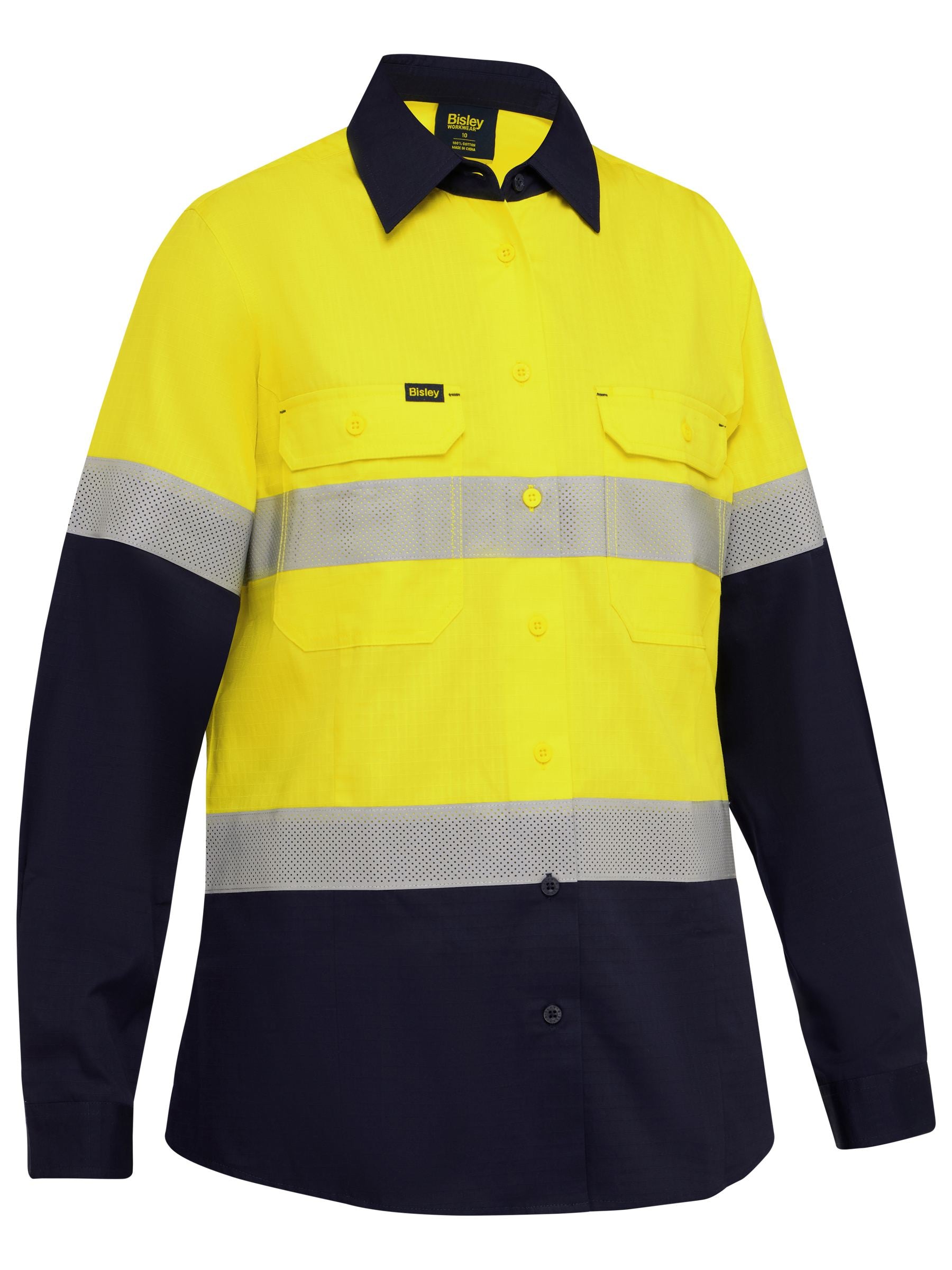 Bisley BL6495T Women's Taped Hi Vis Ripstop Vented Shirt