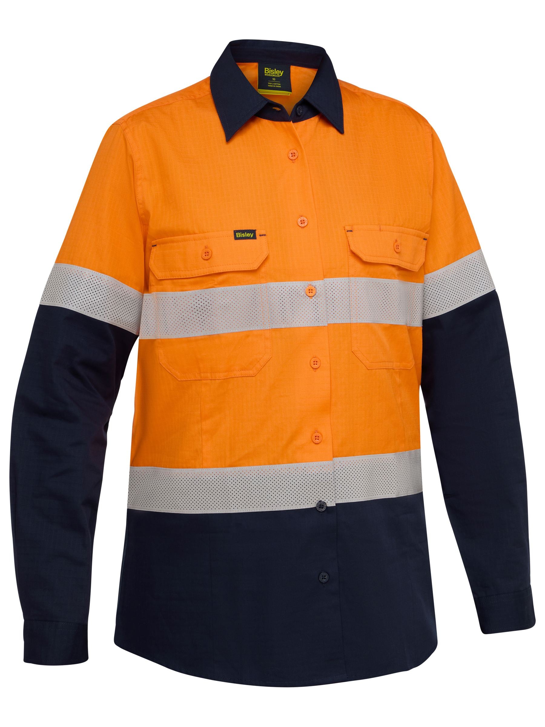 Bisley BL6495T Women's Taped Hi Vis Ripstop Vented Shirt