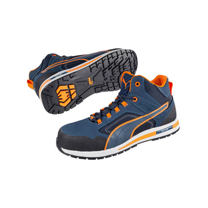 Puma 633147 Crosstwist Mid Safety Boot-Blue/Orange