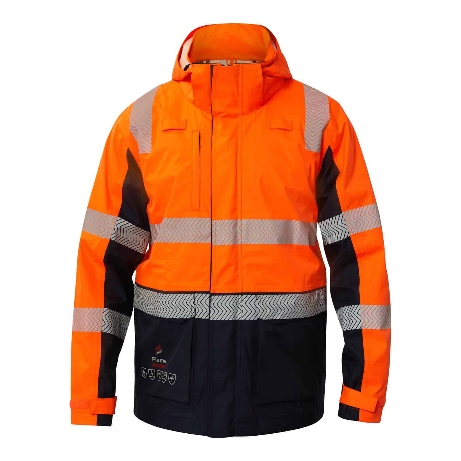 Flamebuster FJV033 FR Hi vis Wet Weather Segmented Reflective Jacket