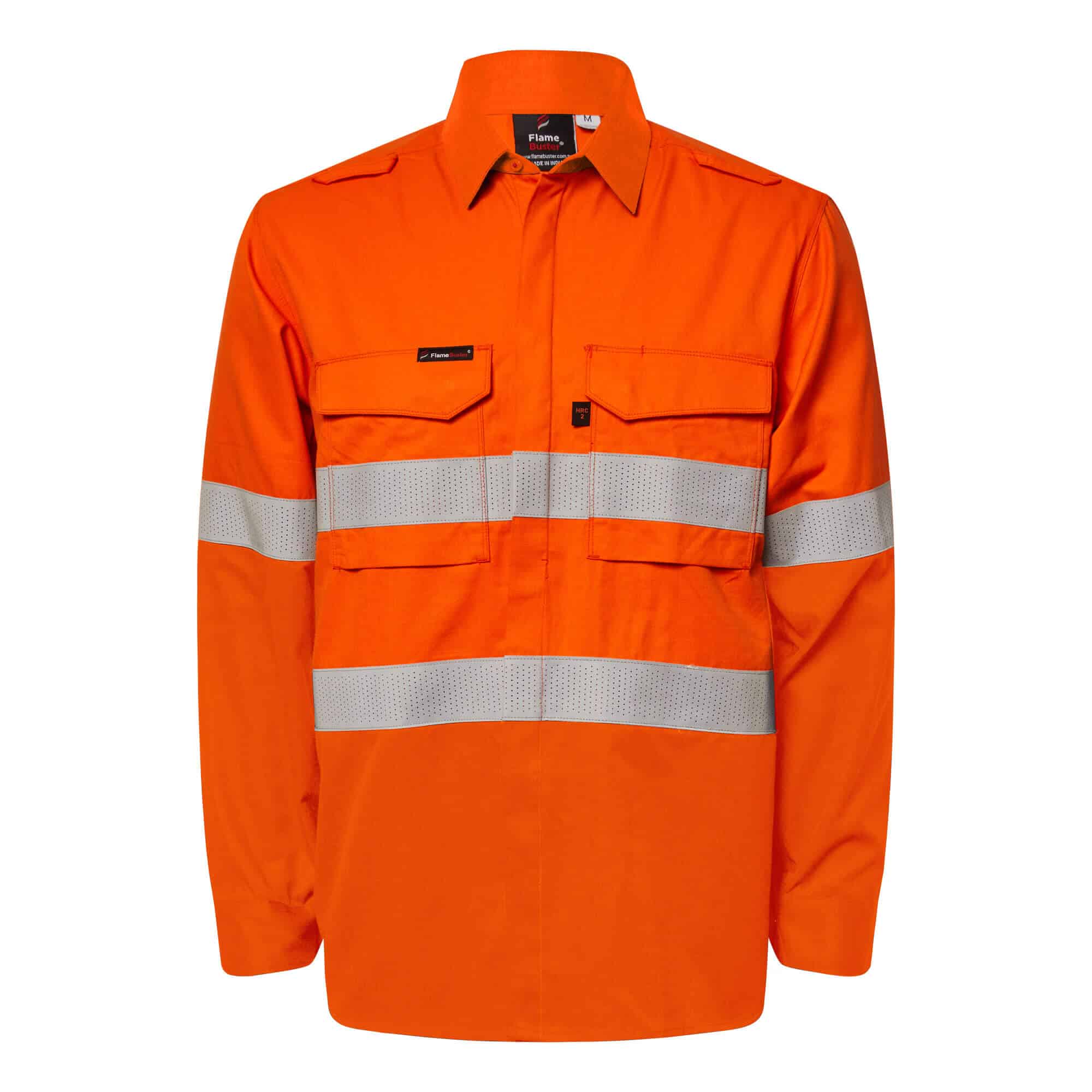 Flame Buster FSV035 HRC2 HI VIS Reflective Shirt With Gusset Sleeves-Orange
