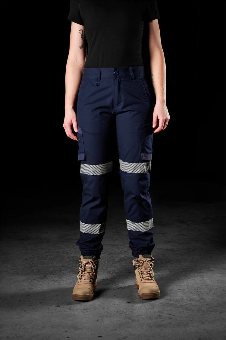 FXD WP-8WT Women's Reflective Cuffed Stretch Ripstop Work Pants-Navy
