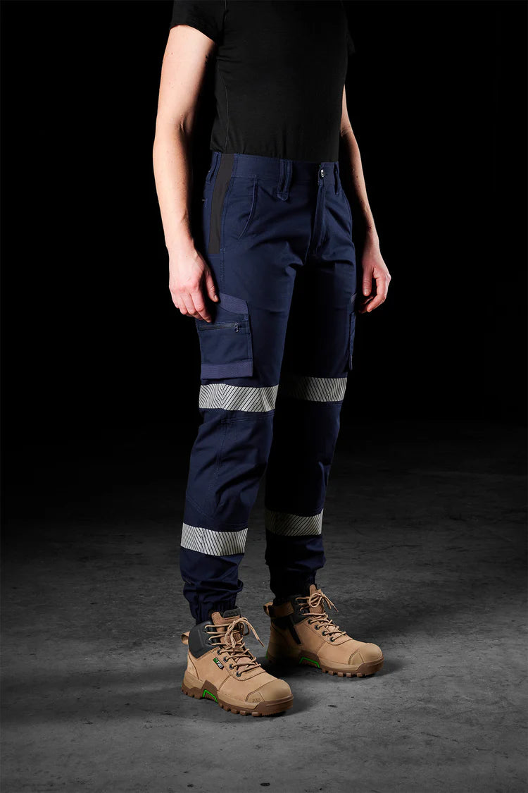 FXD WP-8WT Women's Reflective Cuffed Stretch Ripstop Work Pants-Navy