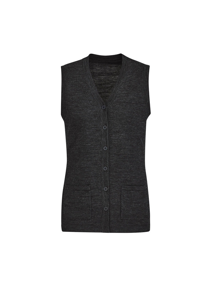 Biz care CK961LV Women's Button Front Knit Vest
