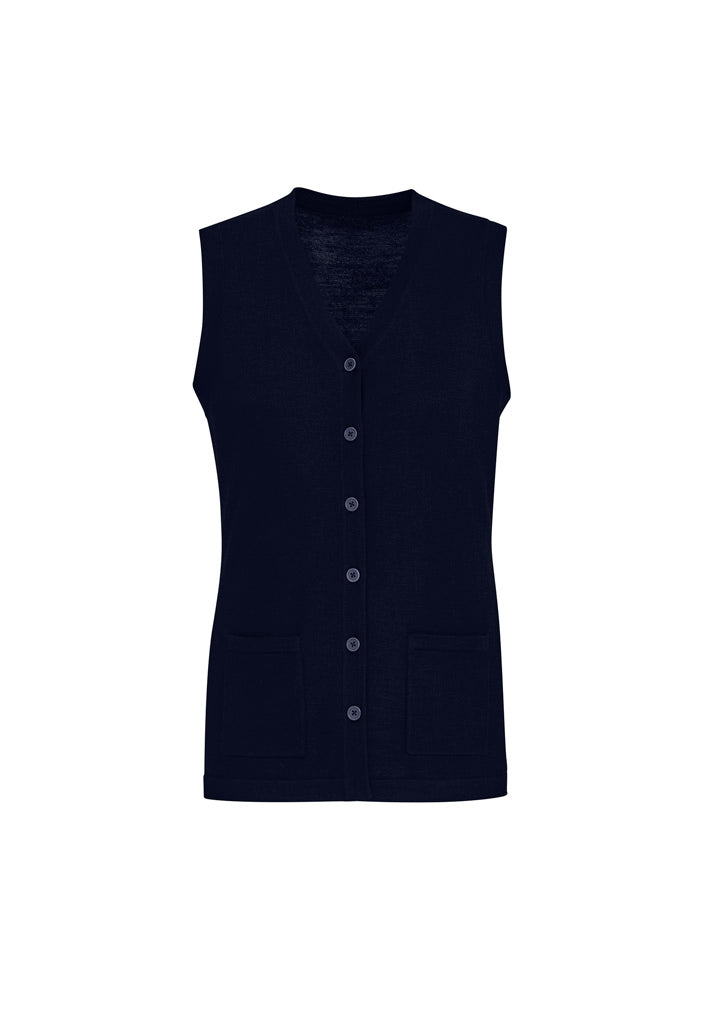 Biz care CK961LV Women's Button Front Knit Vest