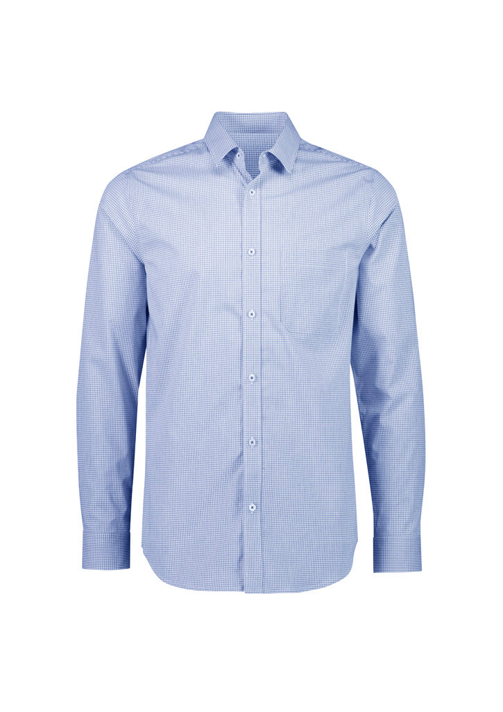 Biz Collection S338ML Men's Bristol Classic Long Sleeve Shirt-White/Navy
