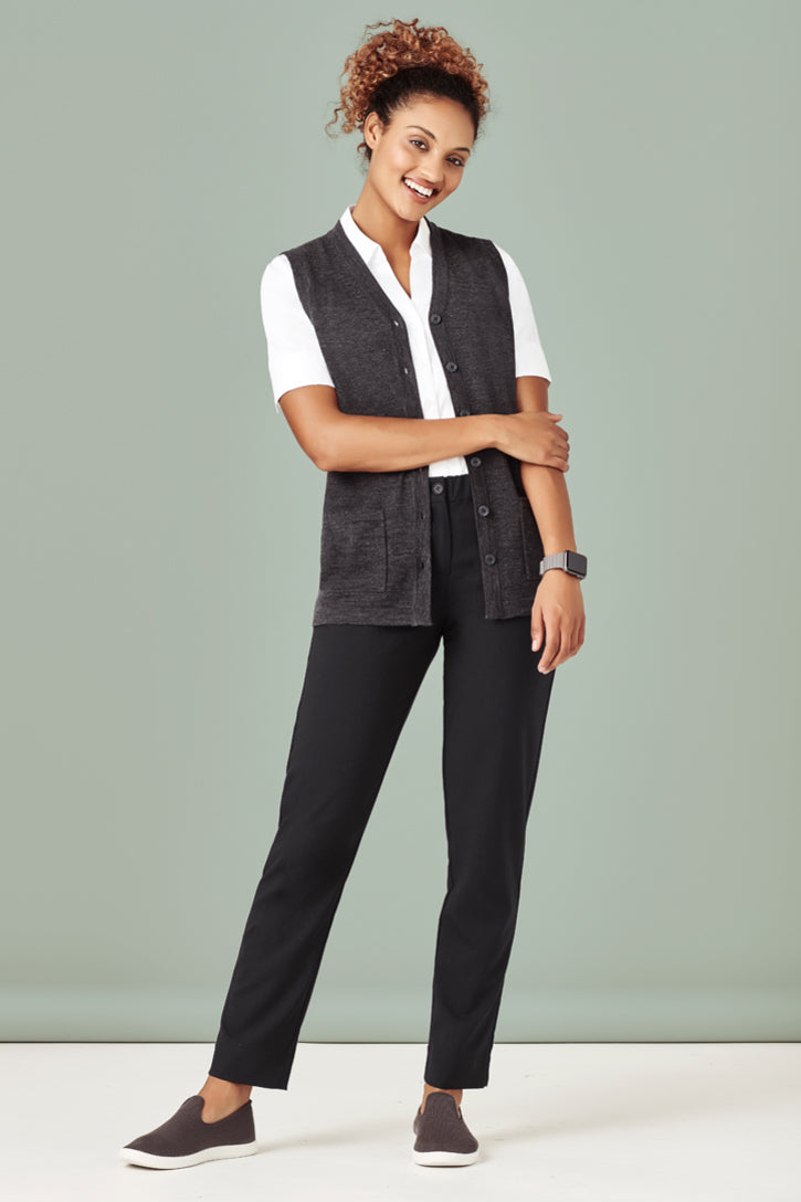 Biz care CK961LV Women's Button Front Knit Vest