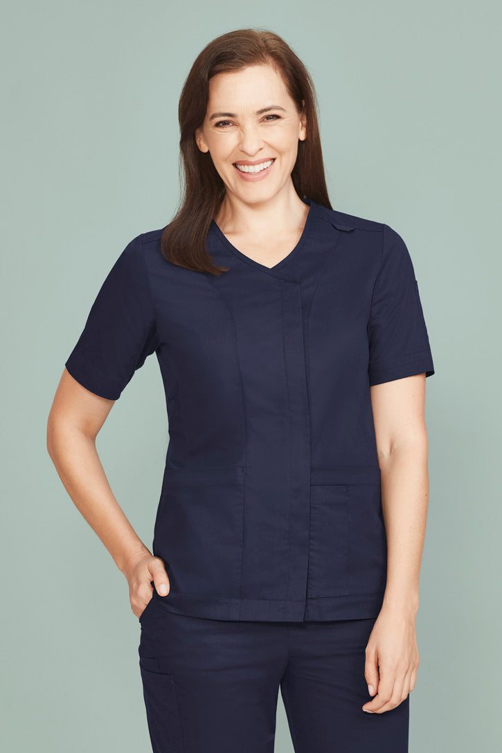 Biz care CST240LS Parks Women's Zip Front Crossover Scrub Top
