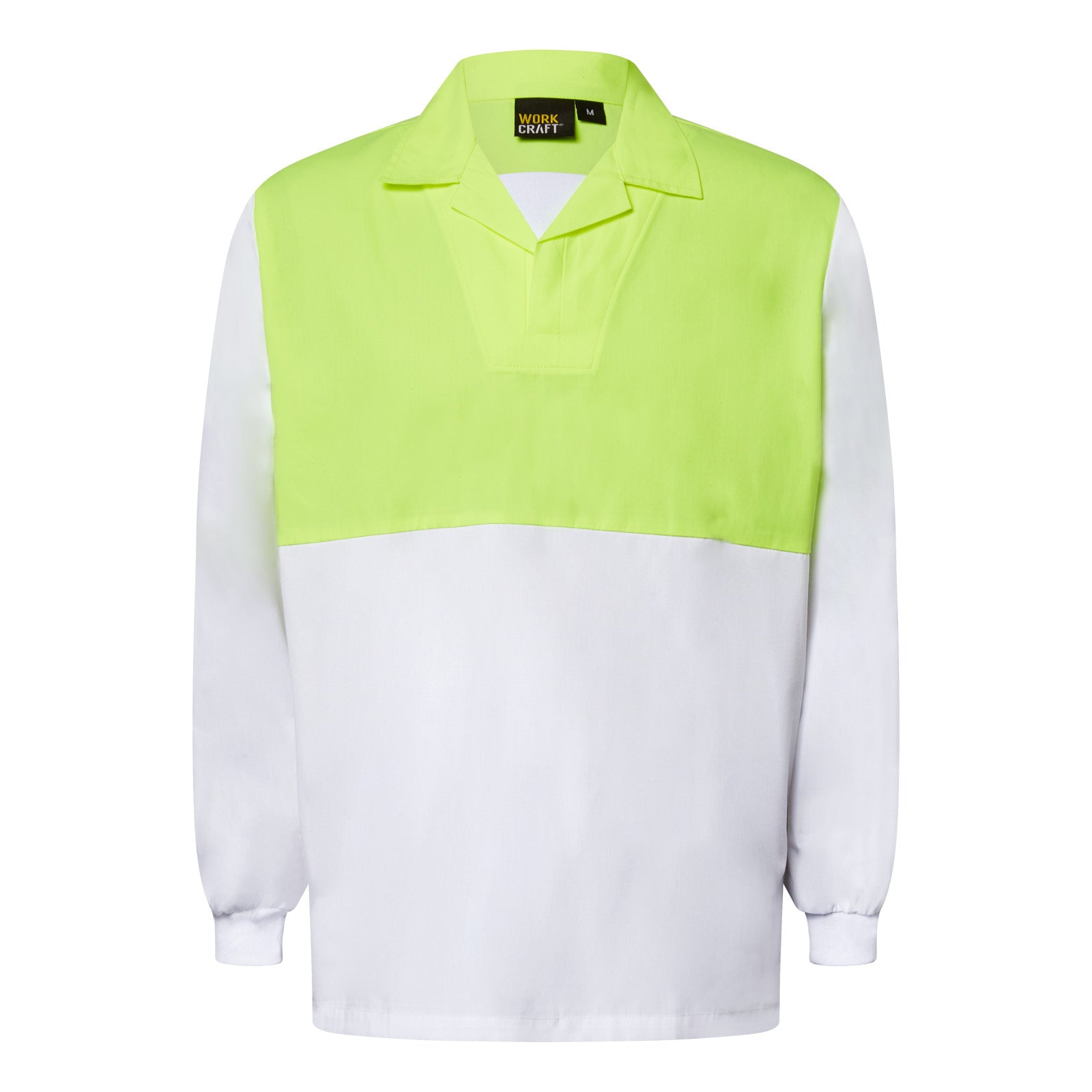 Workcraft WS6069 Long Sleeve Food Industry Jac shirt With Modesty Insert-White/Yellow
