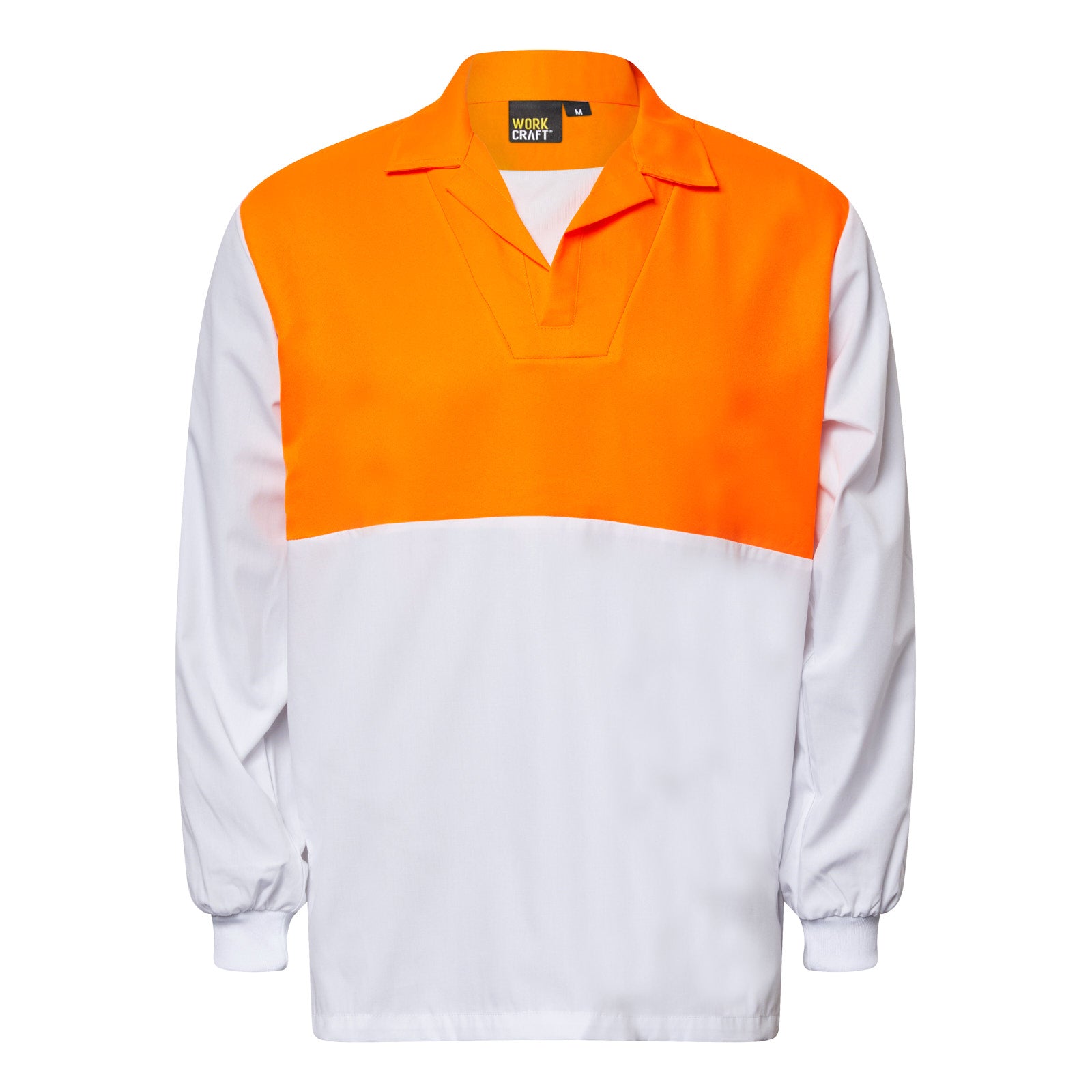 Workcraft WS6072 Long Sleeve Food Industry Jac shirt With Modesty Insert-White/Orange