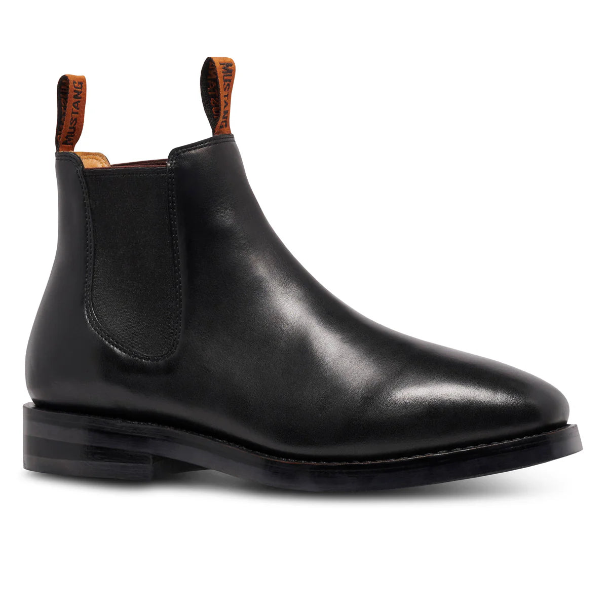 Mustang Signature Y61061 Men's Pull Up Leather Non Safety Boot-BLACK
