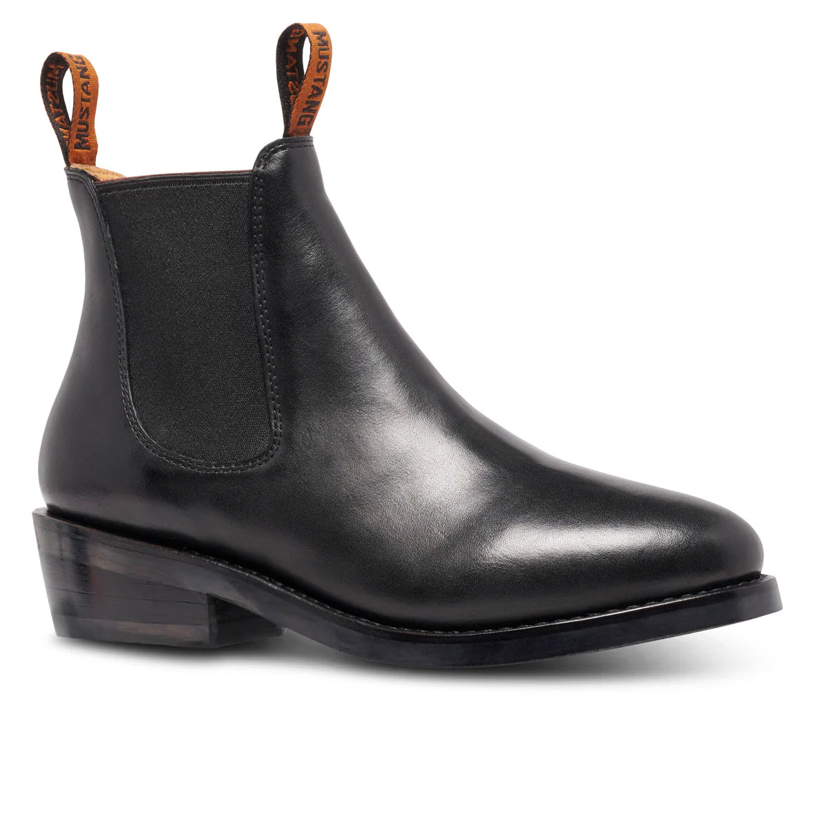 Mustang Signature Y61064 Women's Pull Up Leather Non Safety Boot-BLACK