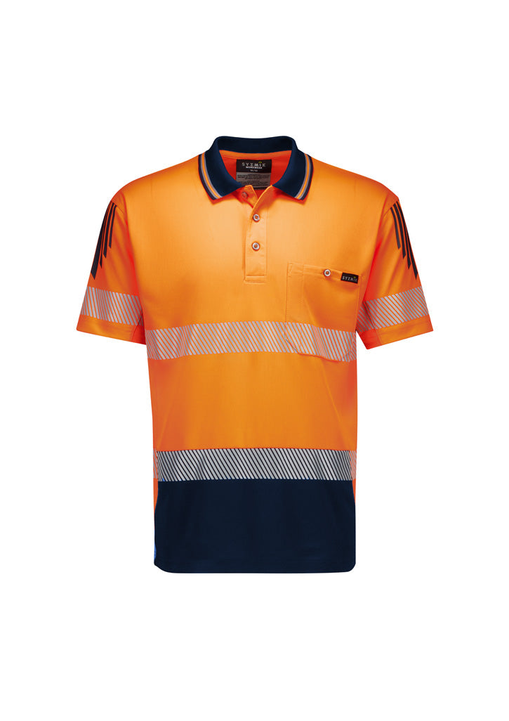 Syzmik ZH555 Men's Hi Vis Flux Segmented Tape Short Sleeve Polo