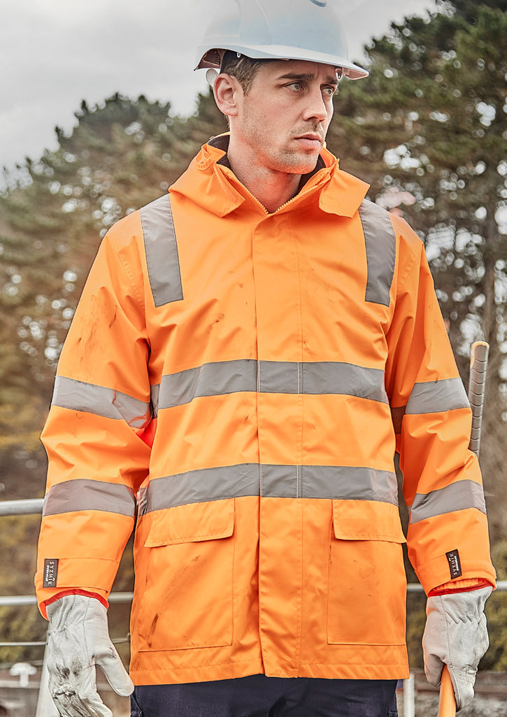 Syzmik ZJ580 Unisex Hi Vis VIC Rail 4 In 1 Waterproof Jacket-Orange