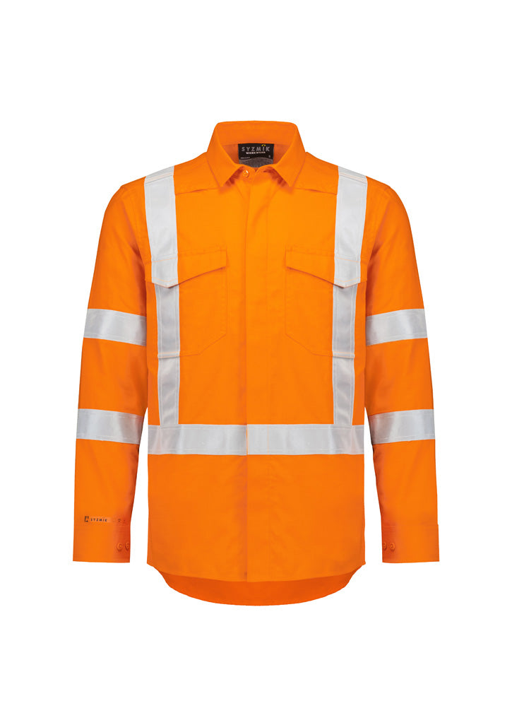 Syzmik ZW187 Men's Orange Flame Lightweight Ripstop X Back Taped Shirt