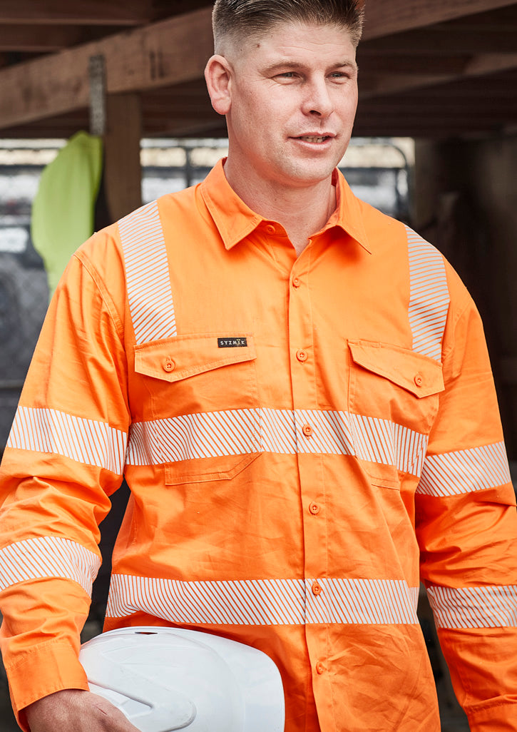 Syzmik ZW682 Men's VIC Rail Shirt - Segmented Tape Rail Orange