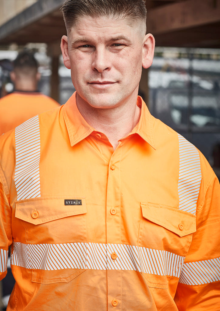 Syzmik ZW682 Men's VIC Rail Shirt - Segmented Tape Rail Orange