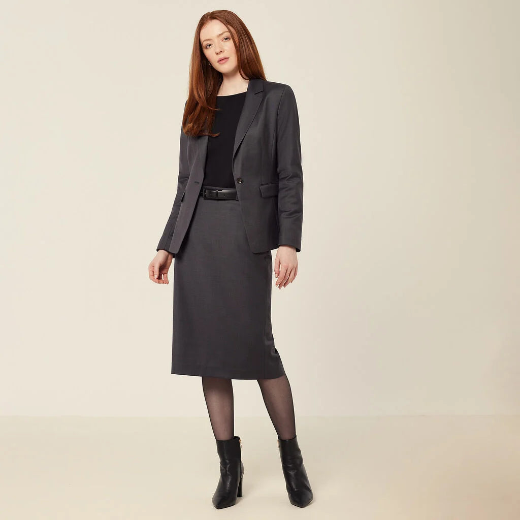 NNT CAT2RW Wool Blend Twill Secret Waist Midi Skirt