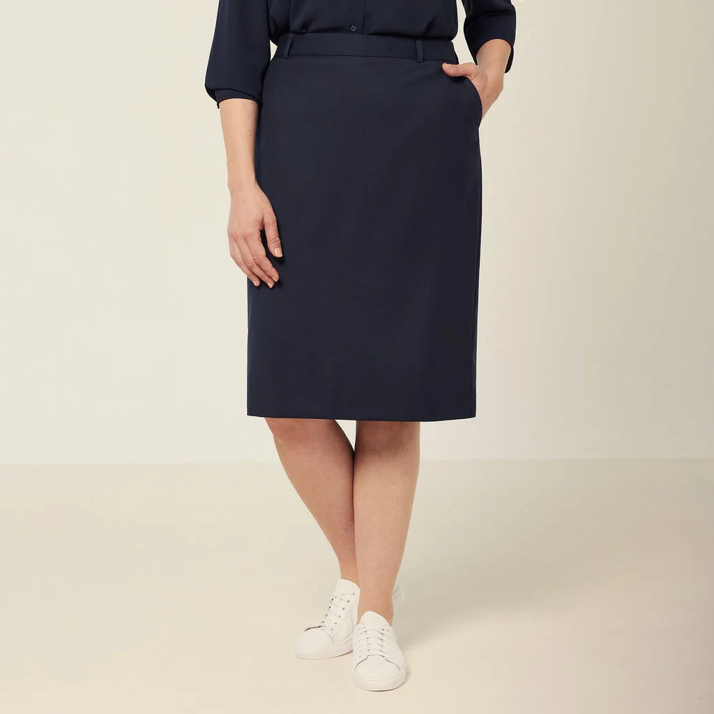 NNT CAT2RW Wool Blend Twill Secret Waist Midi Skirt