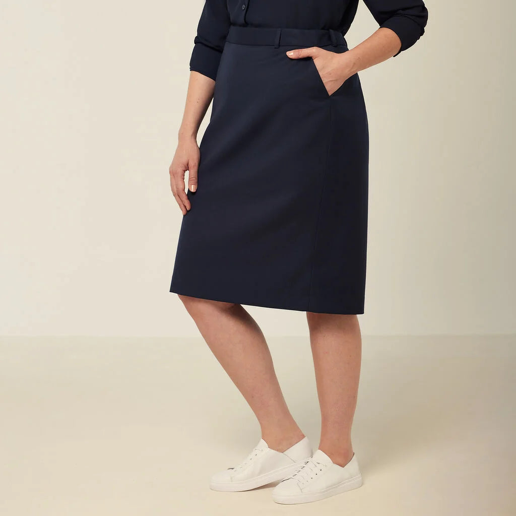 NNT CAT2RW Wool Blend Twill Secret Waist Midi Skirt