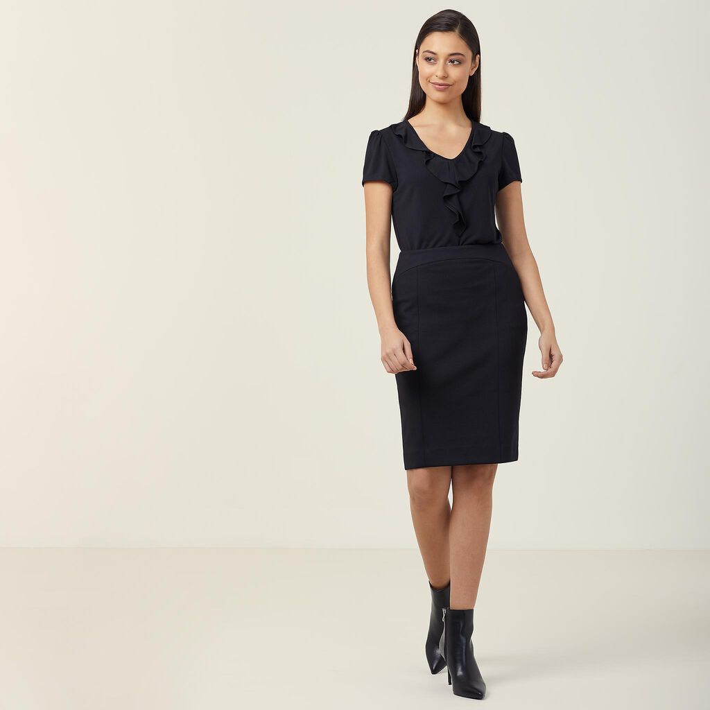 NNT CAT48H Matt Jersey Cap Sleeve Ruffle Neck T-top