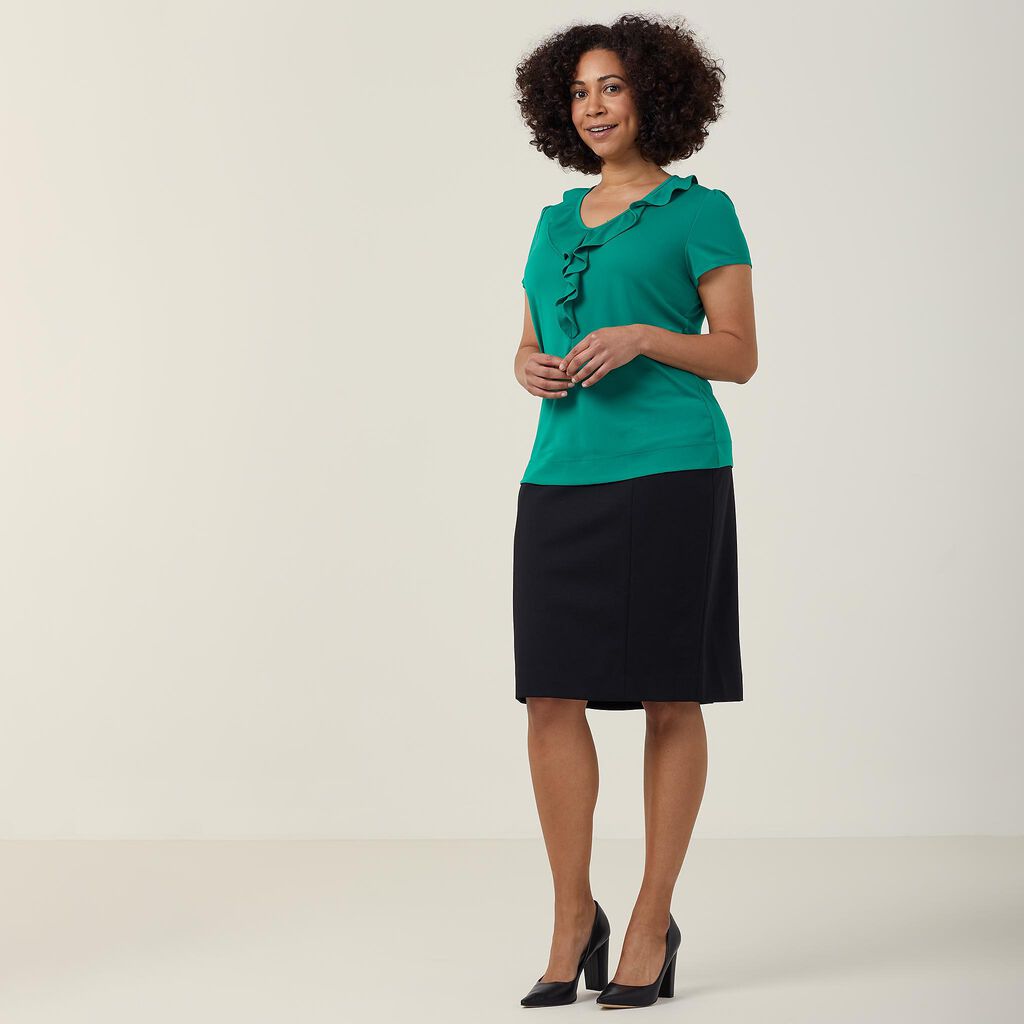 NNT CAT48H Matt Jersey Cap Sleeve Ruffle Neck T-top