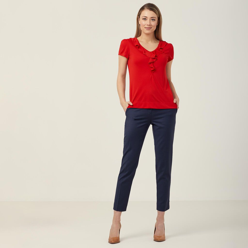 NNT CAT48H Matt Jersey Cap Sleeve Ruffle Neck T-top