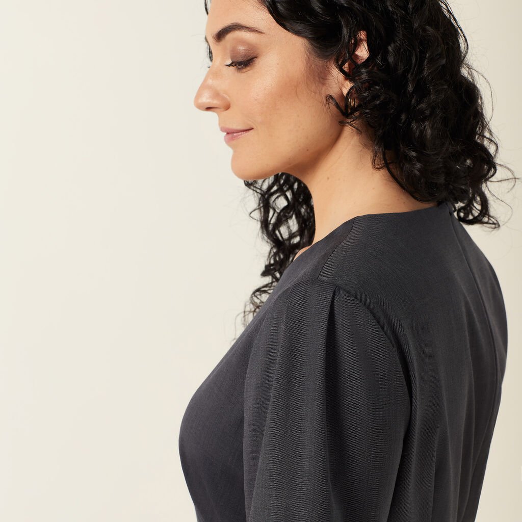 NNT CAT69W Wool Blend Twill Short Sleeve Dress