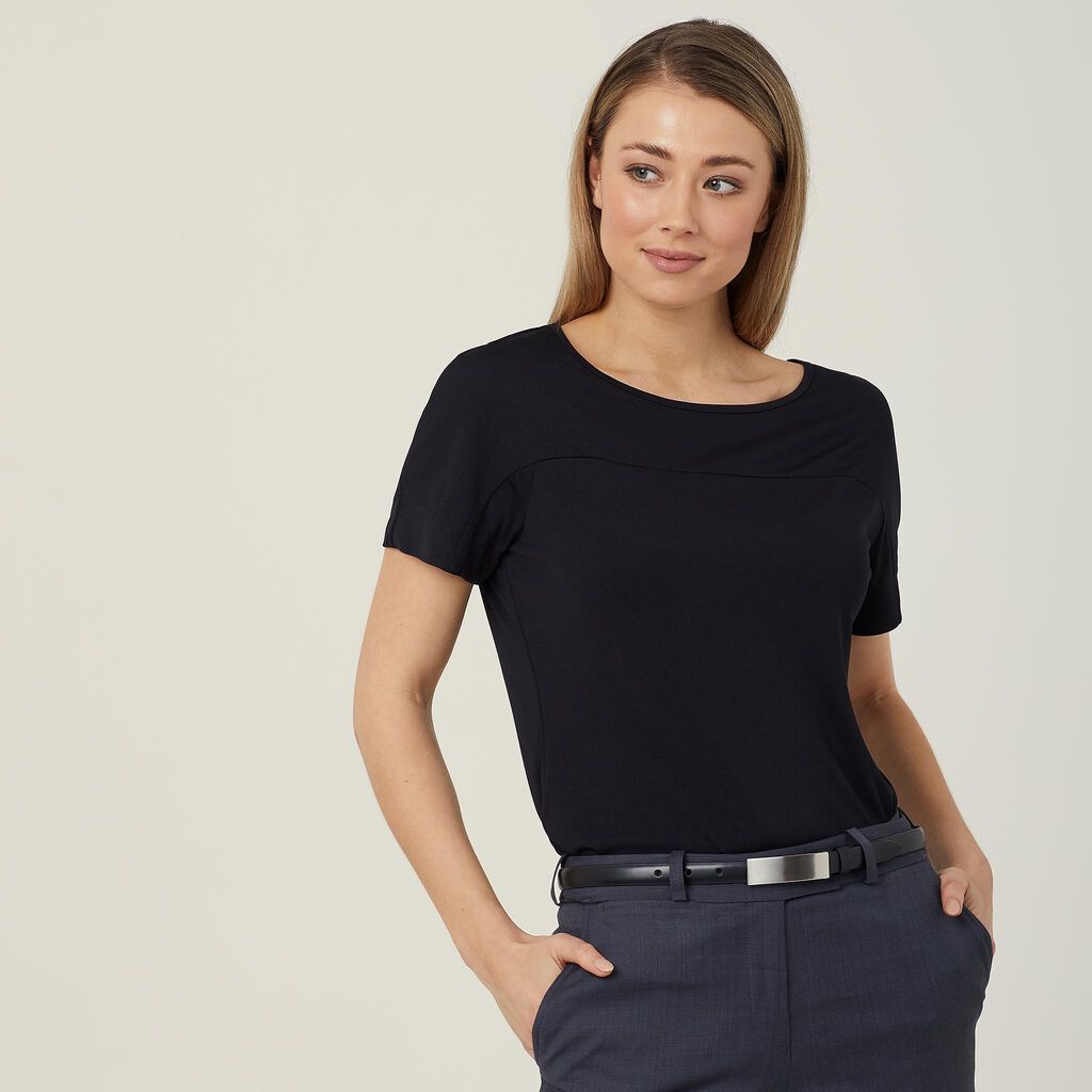 NNT CATUHN Matt Jersey Boat Neck Short Sleeve Top