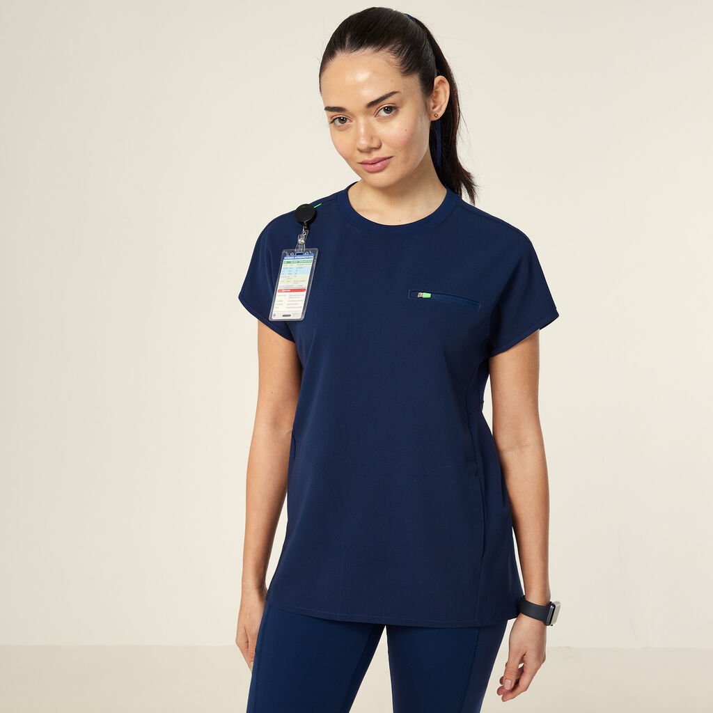 NNT CATUY7 Invigorate Crew Neck Scrub Top-Navy Blue