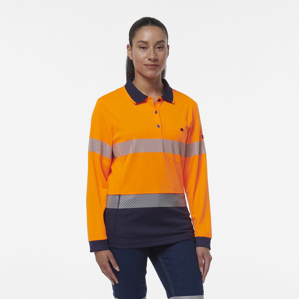 KingGee K44223 Women's Workcool Hyperfreeze Spliced Long Sleeve Polo W/ Segmented Tape
