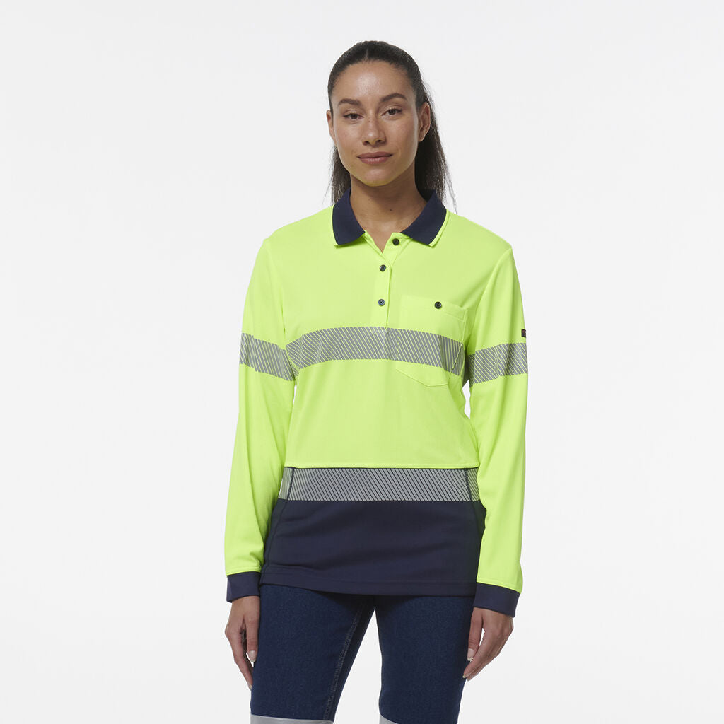 KingGee K44223 Women's Workcool Hyperfreeze Spliced Long Sleeve Polo W/ Segmented Tape