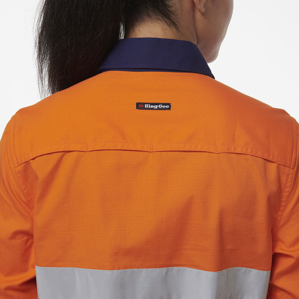 KingGee K44230 Women's Workcool Vented Closed Front Reflective Shirt