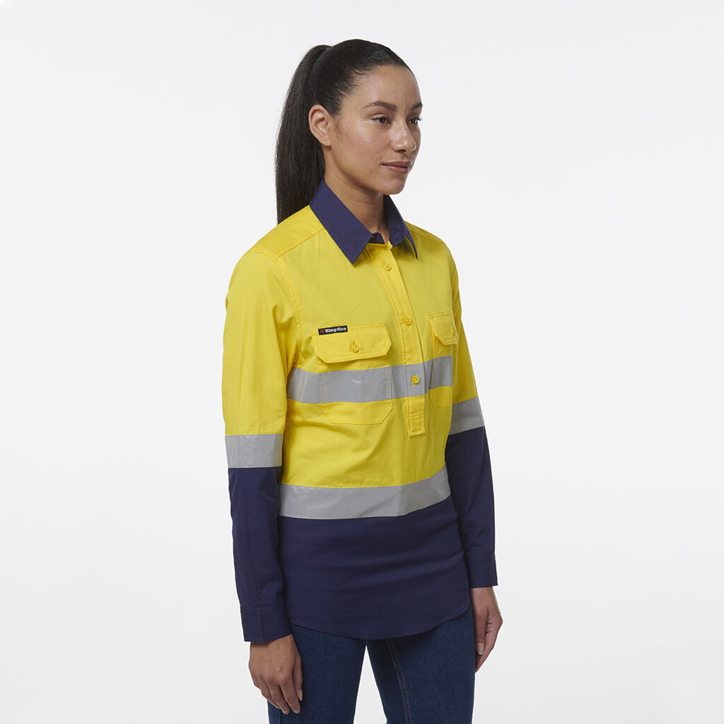 KingGee K44230 Women's Workcool Vented Closed Front Reflective Shirt