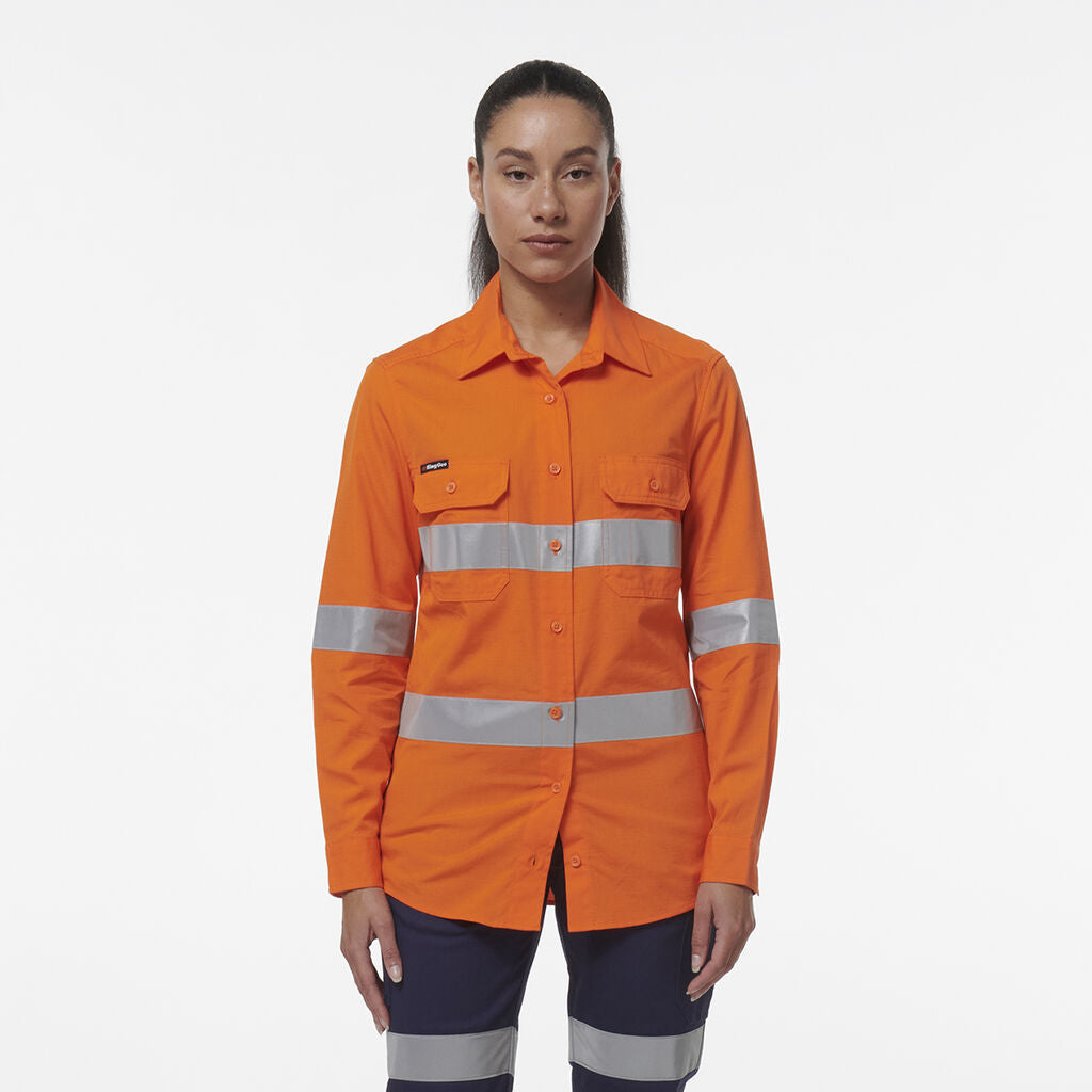 KingGee K44231 Women's Workcool Vented Reflective Shirt-Orange