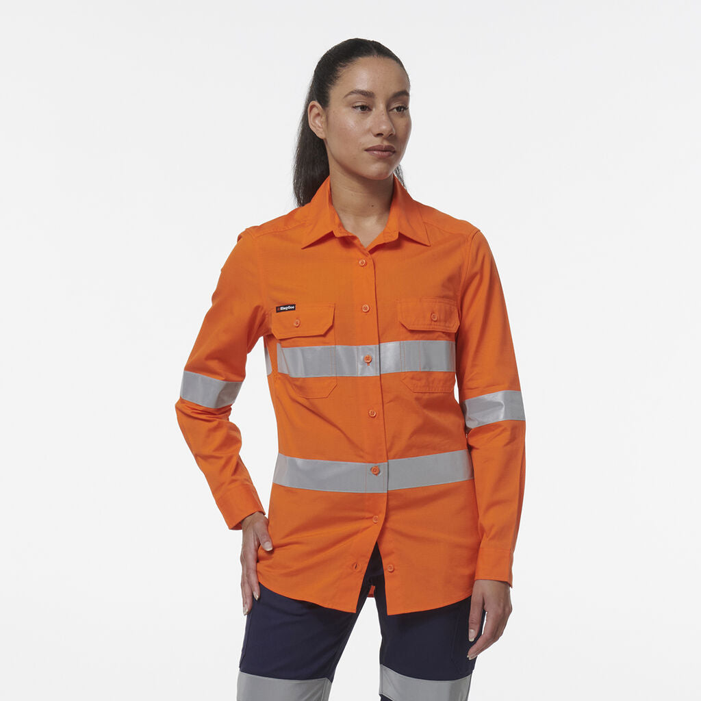 KingGee K44231 Women's Workcool Vented Reflective Shirt-Orange